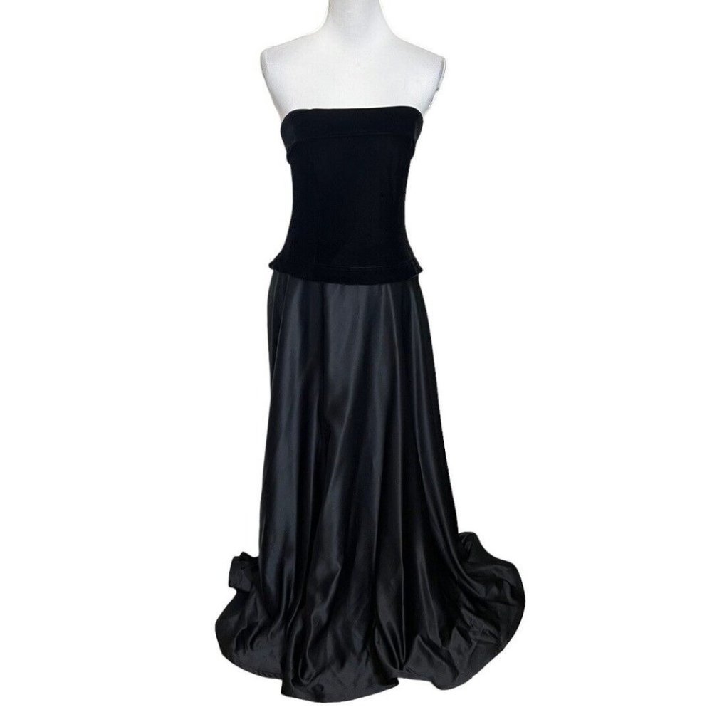 Tadashi Shoji Black Strapless Maxi Dress